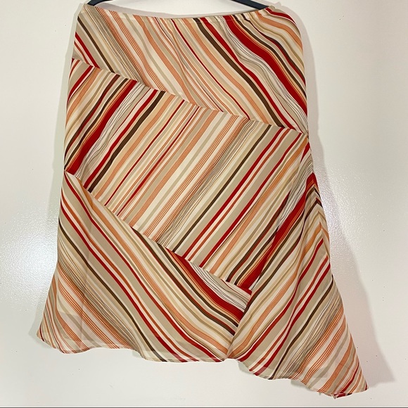 Lane Bryant BURNT ORANGE & BROWN diagonal stripe asymmetrical skirt with lining. - Picture 1 of 5